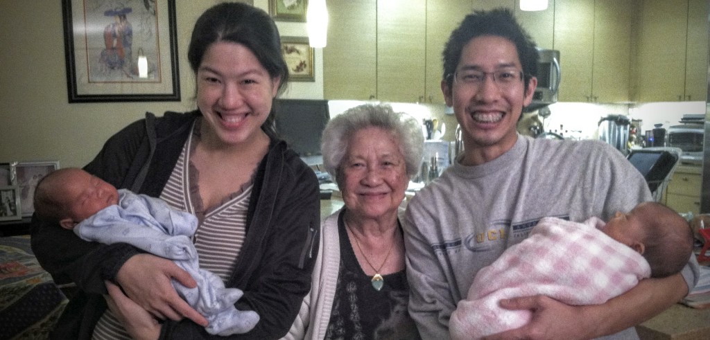One of the best days of my life: introducing the twins to their Great Grandma.